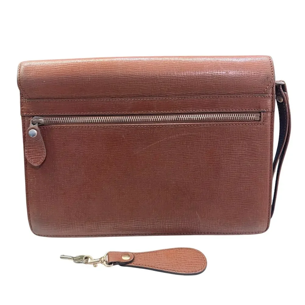 Vintage Burberry Brown Leather Clutch-Style Briefcase – Push Lock w/ Key